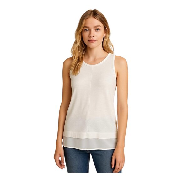 J Crew Drapey Tank Top with Silky Hem~Size Small~Ivory Tunic Blouse ~ L15 26 - Picture 1 of 13